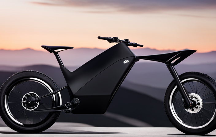 An image showcasing a sleek, black Stealth electric bike against a backdrop of rugged terrain