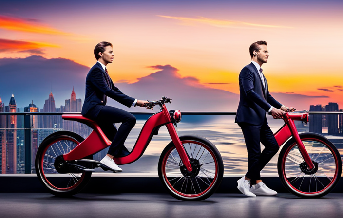 An image that showcases a sleek, futuristic electric bike against a vibrant backdrop of city streets, capturing its cutting-edge design, advanced features, and the excitement of urban exploration