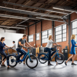 An image showcasing a meticulously designed factory floor filled with cutting-edge machinery and skilled technicians meticulously assembling a Pedego Electric Bike, highlighting the intricate process involved in its manufacture and the attention to detail behind its cost