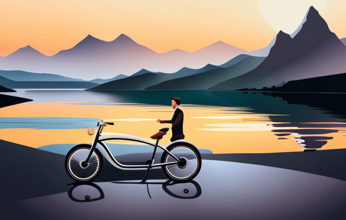 An image showcasing a sleek electric bike against a backdrop of picturesque Irish landscapes, highlighting its modern design and eco-friendly features