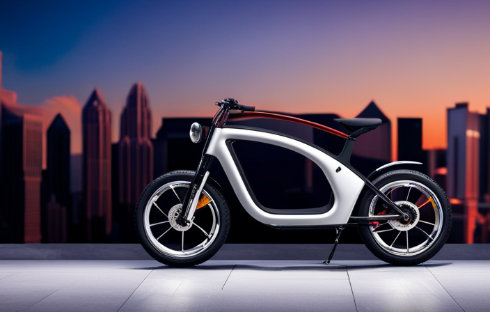 An image showcasing a sleek electric bike with a powerful motor, a sturdy frame, and a high-end battery pack