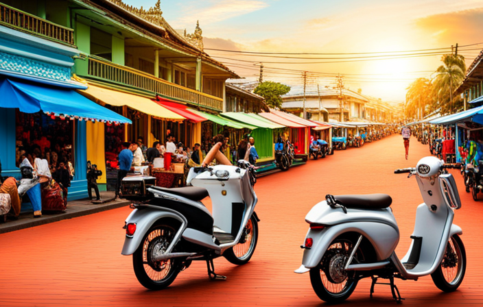 An image that showcases the vibrant streets of the Philippines, buzzing with electric bikes whizzing past colorful jeepneys, weaving through bustling markets, and effortlessly gliding up hills, capturing the eco-friendly transportation revolution