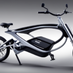 An image showcasing an electric bike in motion, with vibrant lines of energy flowing from the pedals to its battery