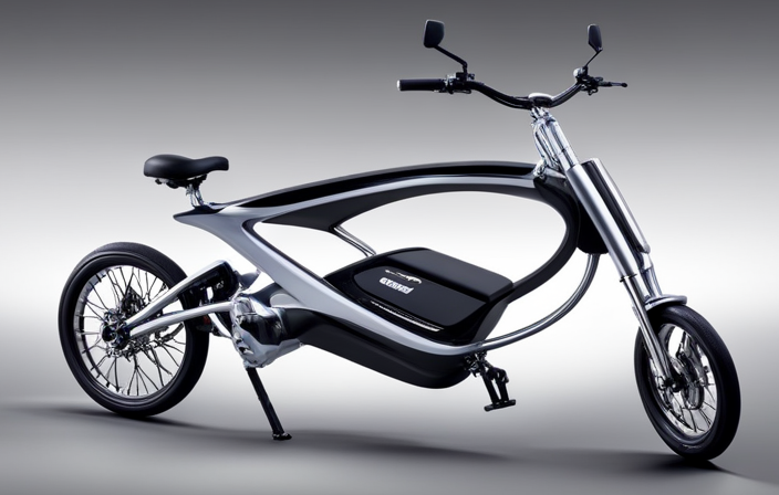 An image showcasing an electric bike in motion, with vibrant lines of energy flowing from the pedals to its battery