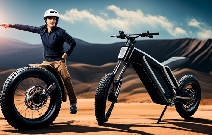 An image of an electric dirt bike against a scenic backdrop, showcasing its sleek design, powerful motor, and advanced features