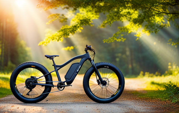 An image showcasing a sleek QuietKat electric bike, adorned in matte black, with a sturdy frame, fat tires, and a powerful motor