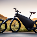 An image showcasing a sleek, black electric bike gliding effortlessly through a dense forest trail