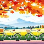 An image showcasing a sleek electric bike gliding effortlessly along a picturesque British countryside road, adorned with vibrant autumn foliage and framed by rolling hills, accentuating the enchanting allure of electric bikes in the UK
