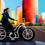 An image showcasing a vibrant cityscape with a sleek, modern electric bike zooming past a bustling market, emphasizing the affordability of electric bikes through the atmosphere of urban life and dynamic movement