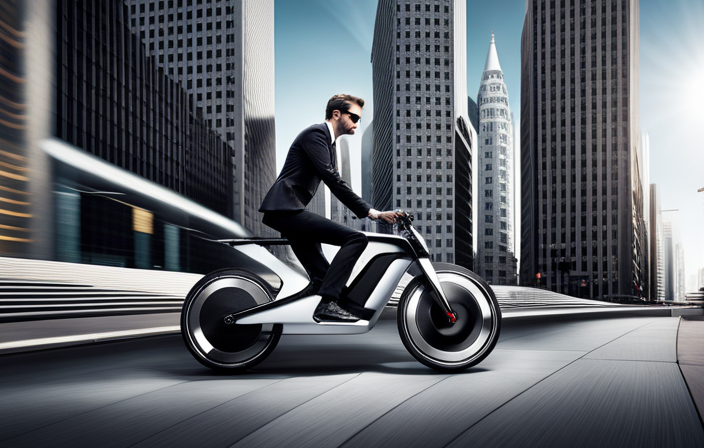 An image featuring a sleek, futuristic Audi electric bike against a vibrant urban backdrop, with its polished aluminum frame catching the sunlight, emphasizing its premium design and evoking a sense of curiosity about its price