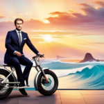 An image showcasing the sleek design of the Wave Electric Bike, with vibrant colors, a sturdy frame, and a comfortable seat