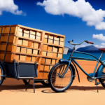 An image showcasing a sturdy bicycle with reinforced steel frame, robust wheels, and a cargo rack loaded with heavy objects like crates, bags of cement, and a person riding comfortably, demonstrating the impressive weight capacity of bicycles