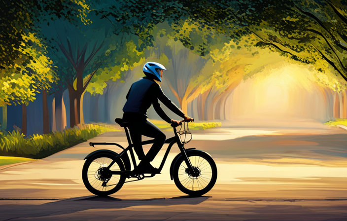 An image featuring a young teenager, eagerly gripping the handlebars of a sleek electric bike, a helmet perched on their head