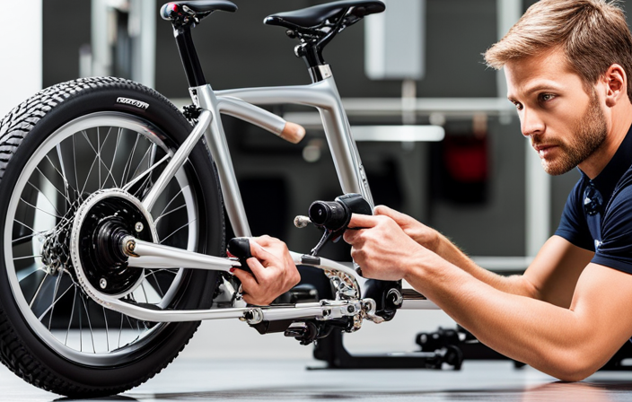 An image capturing the step-by-step process of attaching an electric motor to a bike frame