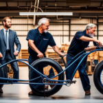 An image showcasing a step-by-step guide on building a 4-wheel electric bike: a frame being welded, wheels being attached, electrical components being connected, and a finished bike ready for a ride
