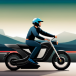 An image showcasing a person wearing protective gear, riding a sleek electric bike at 50mph on an open road, with the PDF icon prominently displayed for free download