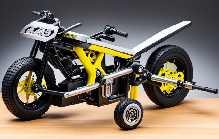 An image showcasing a step-by-step guide to building an electric dirt bike toy