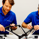 An image showcasing a pair of skilled hands meticulously assembling a homemade electric bike frame, with wires neatly connected to a battery pack, while various tools and components lie nearby, showcasing the step-by-step process
