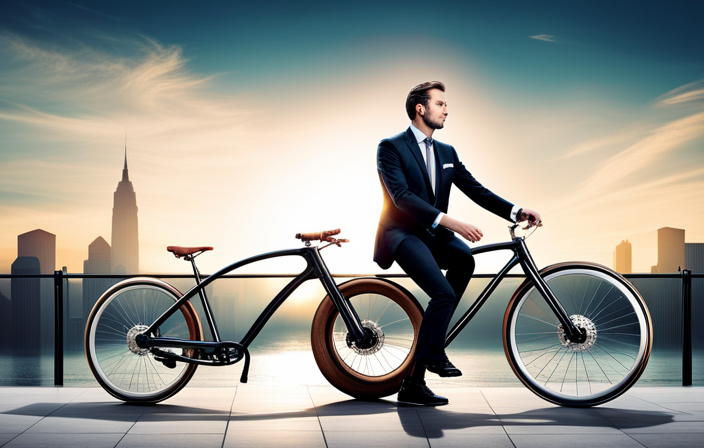an image showcasing the step-by-step process of covertly transforming a regular bicycle into a sleek electric bike