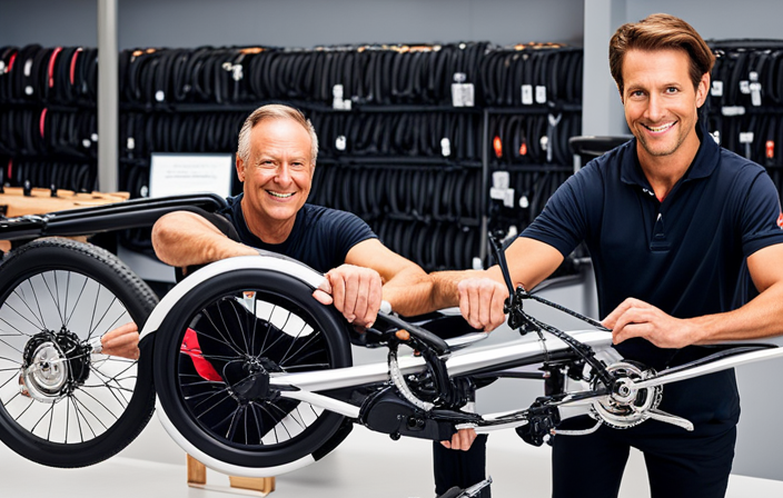 An image showcasing a step-by-step process of building an electric bike, featuring a person assembling the frame, attaching the motor, connecting wires, mounting the battery, and securing the wheels