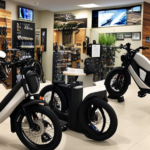 An image showcasing a person selecting an electric bike in a bike shop