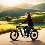 An image depicting a person riding an electric hybrid bike, effortlessly gliding through a scenic landscape