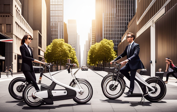 An image showcasing a diverse range of sleek, budget-friendly electric bikes, their frames glistening in the sunlight