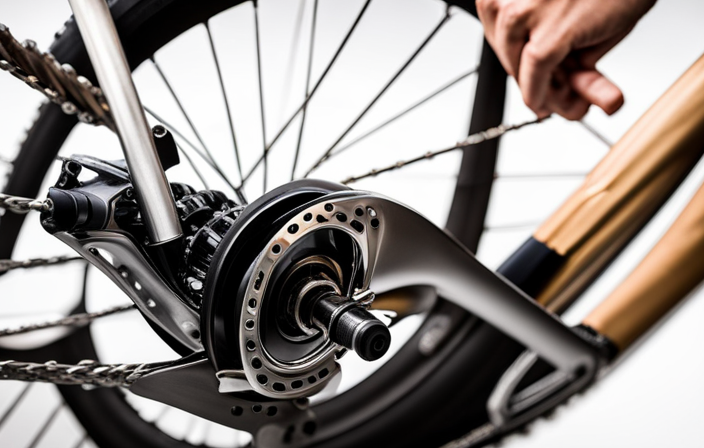 An image capturing a close-up of skilled hands gripping tire levers, deftly prying a gravel-spattered bike tire off the rim