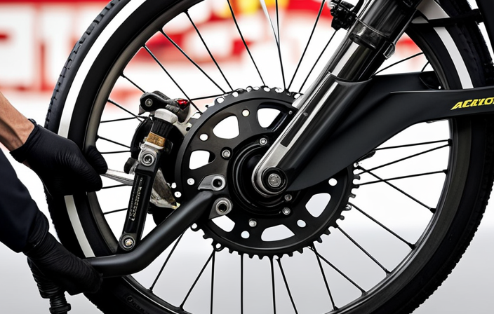 An image capturing the step-by-step process of replacing disc brake pads on an electric bike