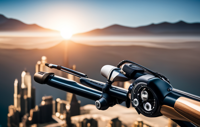 -up shot of a hand gripping the handlebar, with fingers confidently pressing the small buttons on the electronic gear shifting system of an electric bike, capturing the precise moment of gear changing