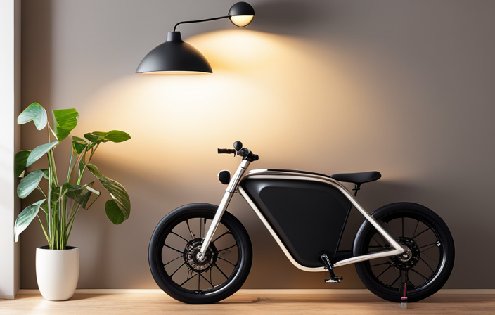 An image showcasing a cozy corner at home, with a sleek electric bike parked nearby