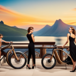 An image showcasing a diversity of sleek electric bikes lined up against a vibrant backdrop, each with unique frame designs, varying wheel sizes, and a range of color options, highlighting the multitude of choices available when selecting an electric bike