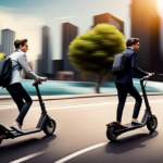 An image showcasing three distinct steps: 1) A person comparing different electric scooters and bikes, 2) Evaluating features like battery life, speed, and weight, 3) A person confidently riding their chosen electric vehicle