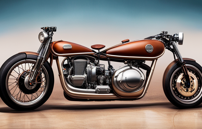 An image showcasing a hands-on transformation of a traditional petrol-powered motorcycle into an electric marvel