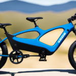 An image showcasing a skilled cyclist effortlessly gliding uphill on a rugged mountain trail, with a vibrant electric blue aura enveloping their modified mountain bike, highlighting the seamless integration of an electric conversion kit