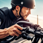 An image showcasing a close-up shot of an electric bike's handlebar, with a rider's hand adjusting the throttle
