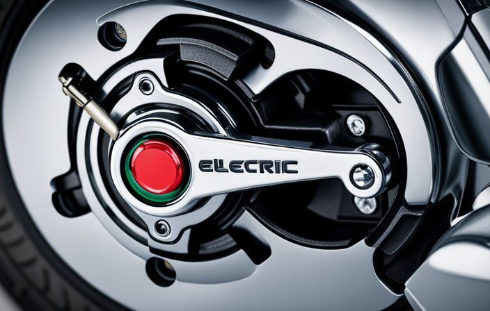 An image capturing a close-up of a mini bike's ignition switch with an arrow pointing to the "Electric Start" button