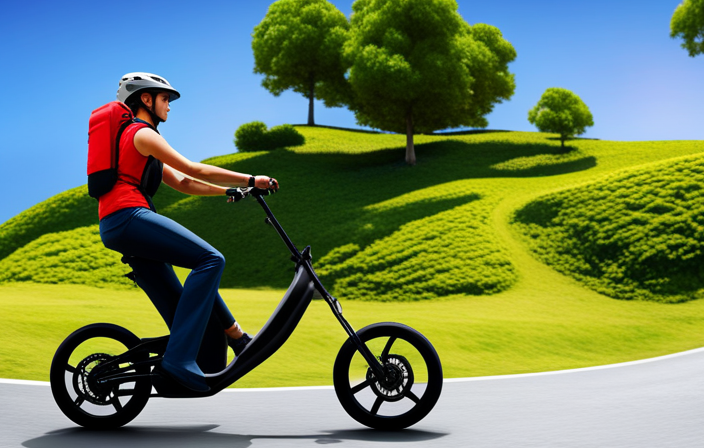 An image showcasing a person effortlessly gliding uphill with an electric bike