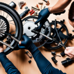  an overhead shot of a pair of skilled hands delicately dismantling an electric bike motor, revealing its intricate components