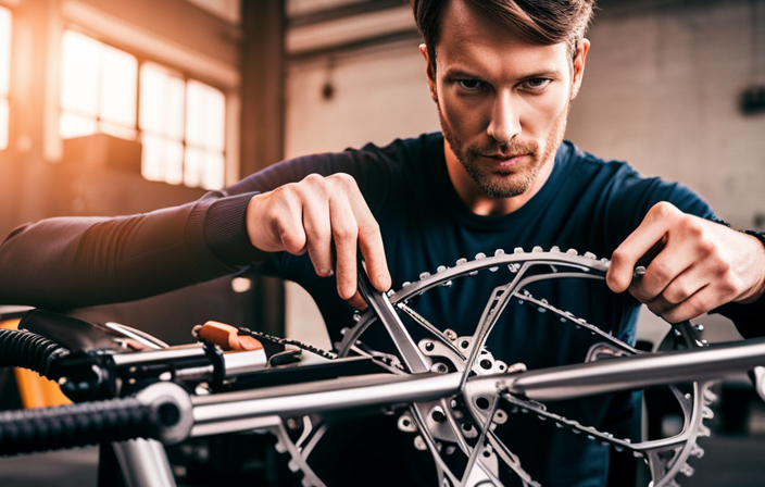 An image showcasing a close-up of expert hands delicately disassembling the Throttle on an electric bike, revealing the intricate inner mechanisms