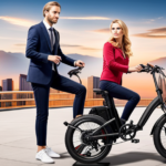 An image showcasing the step-by-step process of folding an Ancheer Electric Bike: Start by releasing the safety latch, fold the handlebars down, collapse the frame, secure the folding mechanisms, and finish with neatly folded pedals
