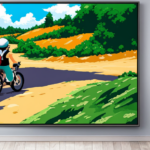 An image showcasing a player in Pokemon Emerald riding a Mach Bike on the sandy shores of Route 118
