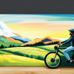 An image showcasing a person riding an electric bike through a picturesque countryside, with a bright, eye-catching title hovering above the bike, emphasizing the ease and joy of obtaining a title for an electric bike