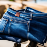 An image featuring a close-up view of a pair of stained jeans with stubborn bicycle grease marks
