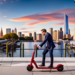 An image showcasing a step-by-step guide on how to securely lock an electric scooter to a bike rack