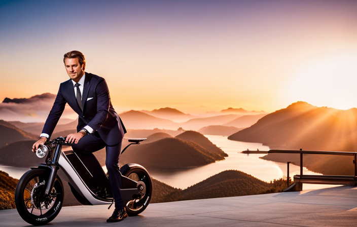 An image showcasing an electric bike with upgraded components: a powerful, sleek motor; lightweight carbon fiber frame; aerodynamic wheels; and a rider effortlessly gliding at high speed, capturing the essence of making an electric bike faster