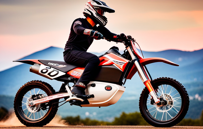 An image capturing the exhilarating transformation of a Razor electric dirt bike into a speed demon, showcasing a close-up of upgraded components like a high-performance motor, sleek aerodynamic design, and blazing wheels