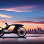 An image that showcases a sleek, modified electric bike equipped with aerodynamic features, a high-powered motor, and lightweight components, zooming past a city skyline at dusk, leaving a trail of electrifying speed