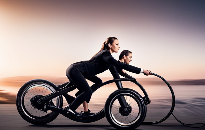 An image showcasing a sleek, modified electric bike with upgraded components, such as a high-performance motor, aerodynamic frame, and lightweight carbon fiber wheels, zooming effortlessly past a blurred background