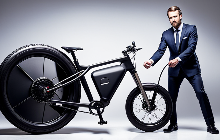 An image showcasing the step-by-step process of converting a regular bicycle into an electric bike using a drill